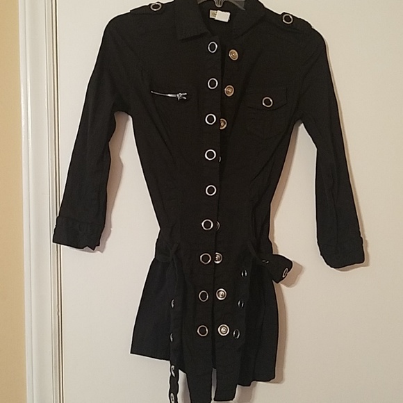 Pretty Good Tops - Black grommet blouse/jacket